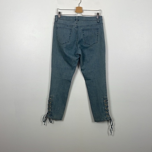 Michael Kors Blue Jeans Womens 6 Lace Up Ankle 4 Pockets Skinny Relaxed Pants - Picture 4 of 9